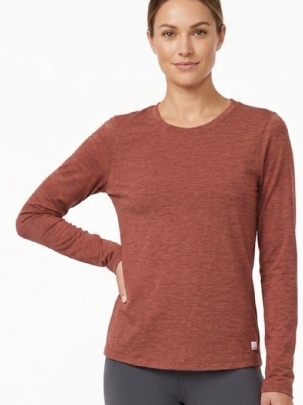 Vuori Lux Crew Long Sleeve Shirt Women’s Small Rust Heather - Picture 2 of 10
